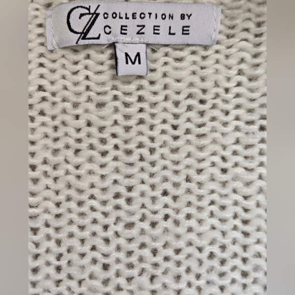 CEZELE "ROCK" Cream Wool Blend Knit Realxed Fit V Neck Sweater. Size Medium - Picture 11 of 14